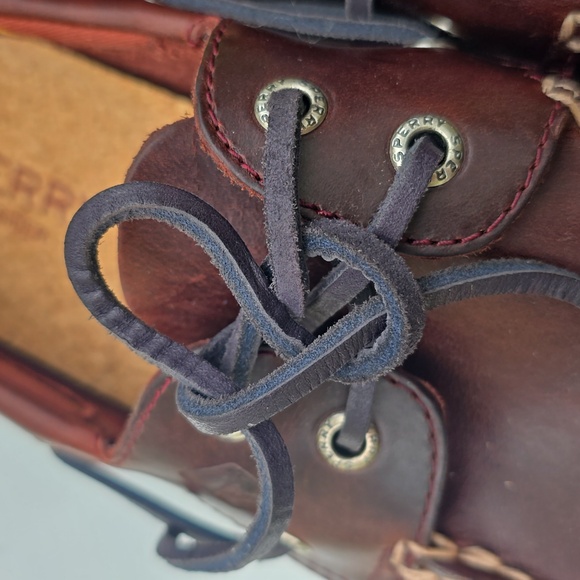 Sperry Top Sider Tobacco Brown Leather 2 Eye Boat Shoe Moc  Mens 10.5